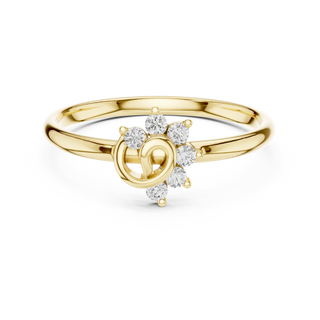 round swirl cluster diamond ring in yellow gold

