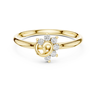 round swirl cluster diamond ring in yellow gold
