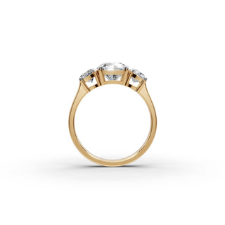 2.01 ct Round Lab Grown Diamond Three Stone Ring in yellow gold, view 2