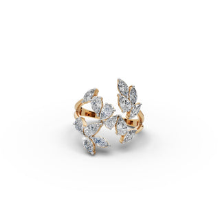 2.14 ct Pear Lab Grown Diamond Statement Ring with Marquise Accents in yellow gold, front view