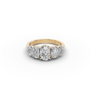 2.25 ct Oval Lab Grown Diamond Five Stone Ring in yellow gold, front view