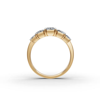 2.25 ct Radiant Lab Grown Diamond Five Stone Ring in yellow gold, view 2