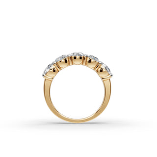 2.25 ct Round Lab Grown Diamond Five Stone Band in yellow gold, view 2