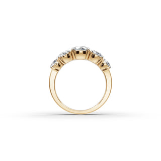 2.26 ct Round Lab Grown Diamond Five Stone Ring in yellow gold, view 2