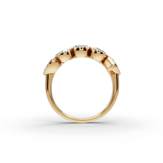 2.35 ct Round Lab Grown Diamond Five Stone Ring with Mixed Shape Accents in yellow gold, view 2