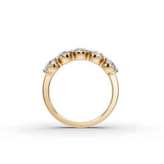 2.5 ct Oval Lab Grown Diamond Five Stone Band in yellow gold, view 2