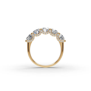2.59 ct Round Lab Grown Diamond Five Stone Band in yellow gold, view 2