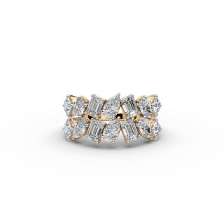 2.72 ct Mixed Shape Lab Grown Diamond Band in yellow gold, front view