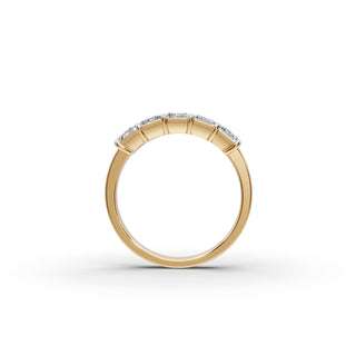 2 ct Emerald Lab Grown Diamond Five Stone Band in yellow gold, view 2