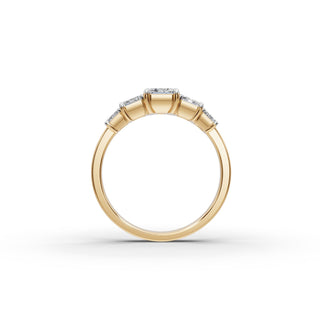2 ct Emerald Lab Grown Diamond Five Stone Ring in yellow gold, view 2
