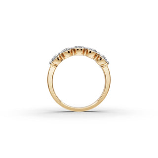 2 ct Oval Lab Grown Diamond Five Stone Band in yellow gold, view 2