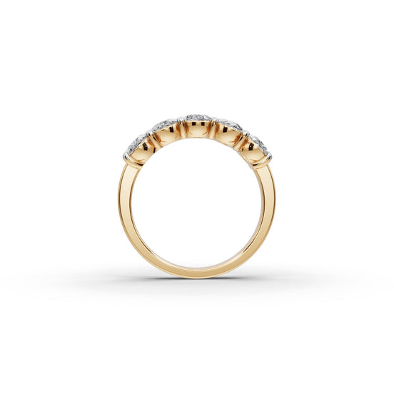2 ct Oval Lab Grown Diamond Five Stone Band in yellow gold, view 2