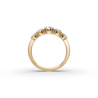 2 ct Oval Lab Grown Diamond Five Stone Ring in yellow gold, view 2