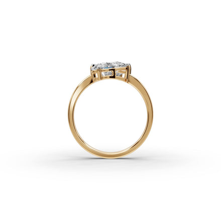 2 ct Pear Lab Grown Diamond Three Prong Toi et Moi Ring in yellow gold, view 2