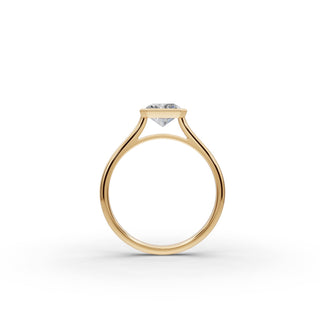 2 ct Radiant Lab Grown Diamond Bezel Solitaire Ring in yellow gold, view 2