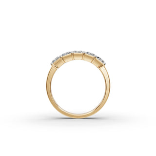 2 ct Radiant Lab Grown Diamond Five Stone Band in yellow gold, view 2
