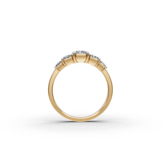 2 ct Radiant Lab Grown Diamond Five Stone Ring in yellow gold, view 2