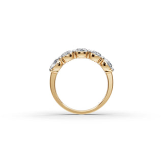 2 ct Round Lab Grown Diamond Five Stone Band in yellow gold, view 2