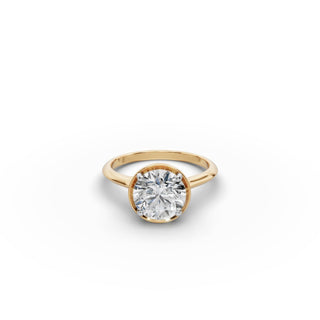 2 ct Round Lab Grown Diamond Four Prong Solitaire Ring in yellow gold, front view