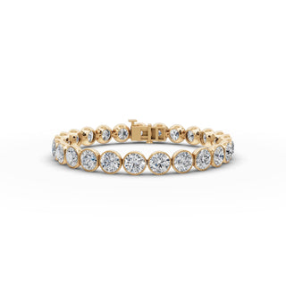 20 ct Round Lab Grown Diamond Tennis Bracelet in yellow gold, front view