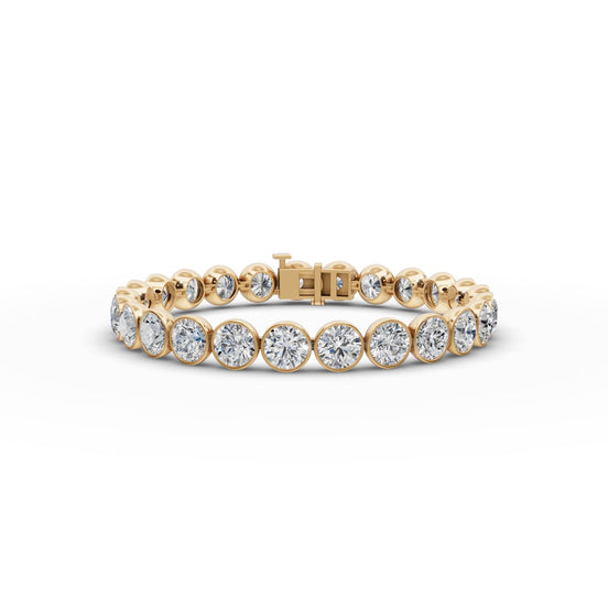 20 ct Round Lab Grown Diamond Tennis Bracelet in yellow gold, front view