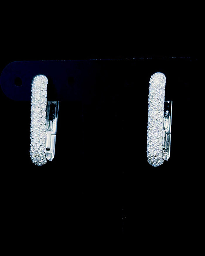 The Lumière — Three-Row Pavé Huggie Earrings