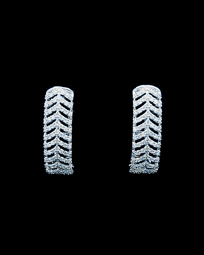 The Vesper — Chevron Pavé Huggie Earrings