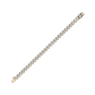 21 ct Oval Lab Grown Diamond Tennis Bracelet in yellow gold, view 2