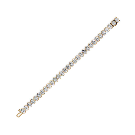 21 ct Oval Lab Grown Diamond Tennis Bracelet in yellow gold, view 2