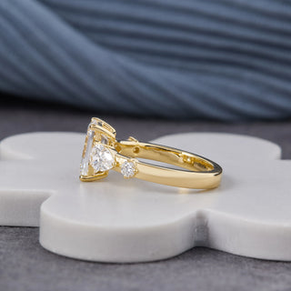 Emerald Cut Lab Grown Diamond Trilogy Engagement Ring