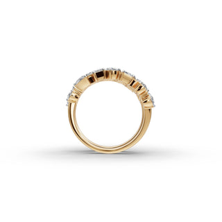 3.72 ct Pear Lab Grown Diamond Statement Ring with Emerald and Oval Accents in yellow gold, view 2