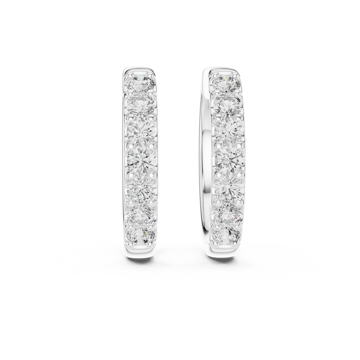 Diamond huggie hoop earrings with round diamonds in U-cut setting