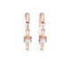 Minimal baguette diamond hoop earrings in polished rose gold finish