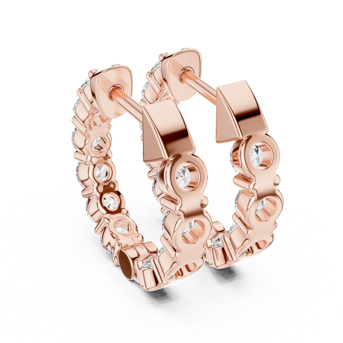 Diamond inside-out hoop earrings with round brilliant diamonds