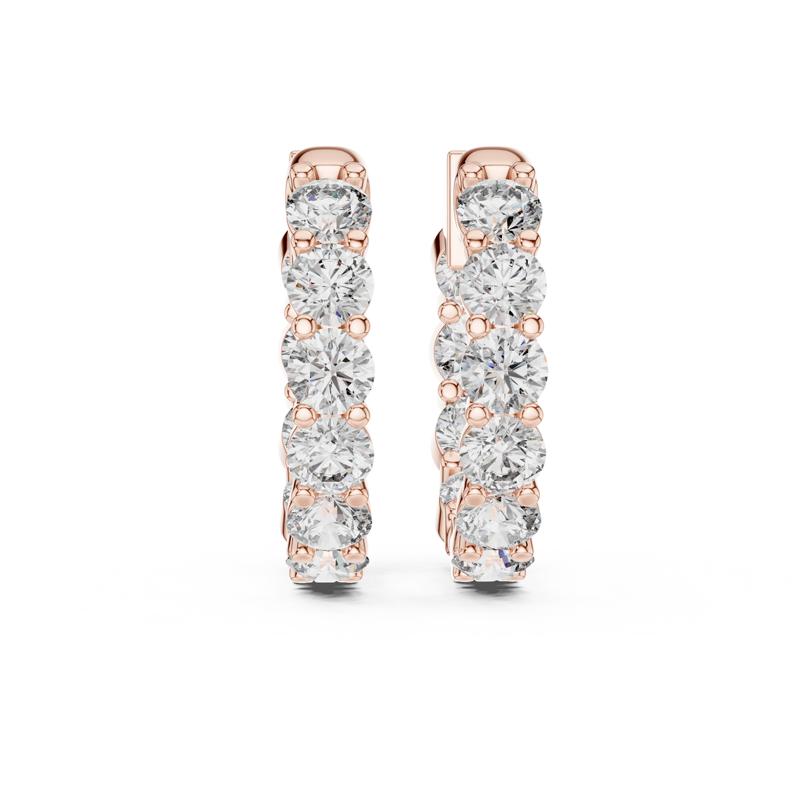 Diamond inside-out hoop earrings with round brilliant diamonds
