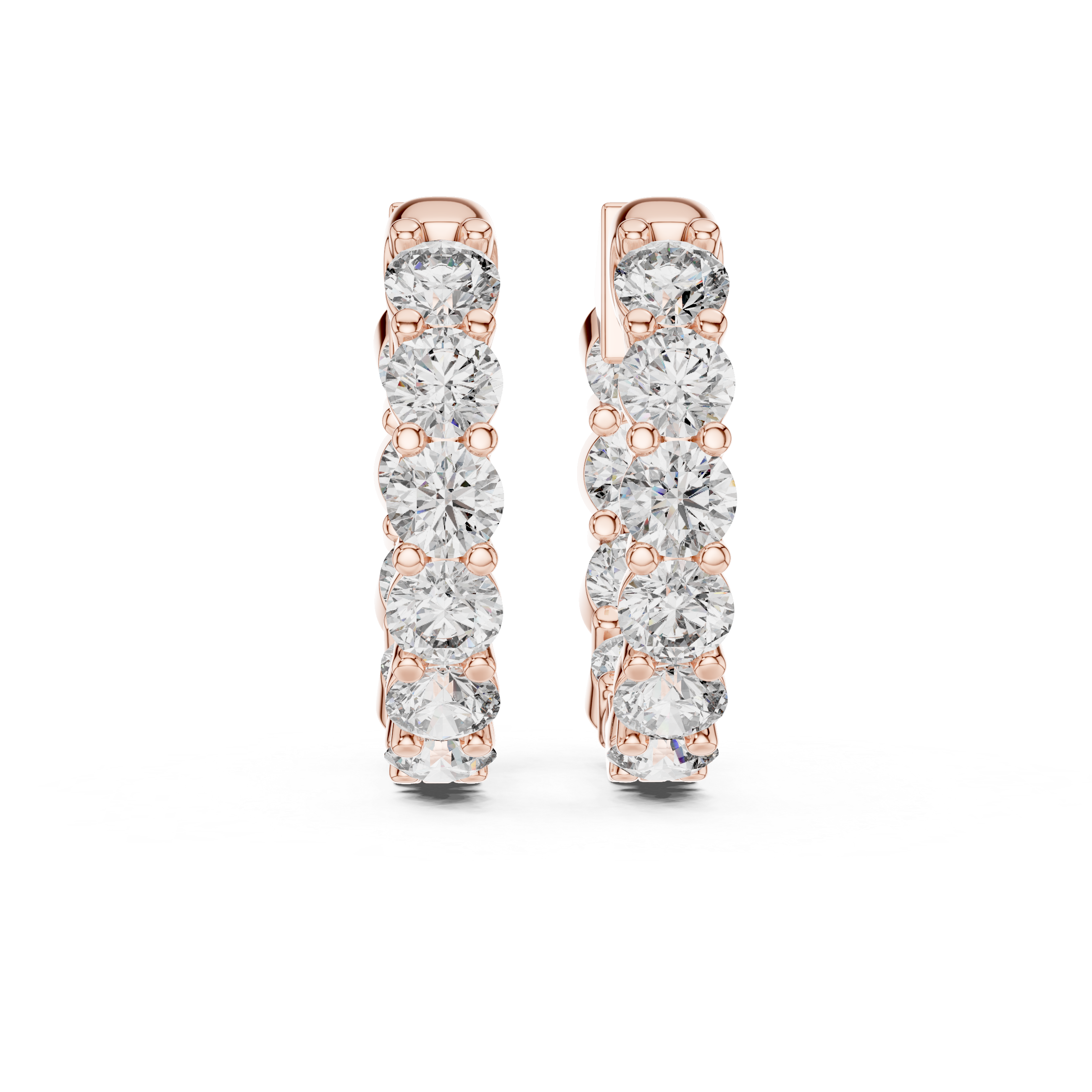 Diamond inside-out hoop earrings with round brilliant diamonds