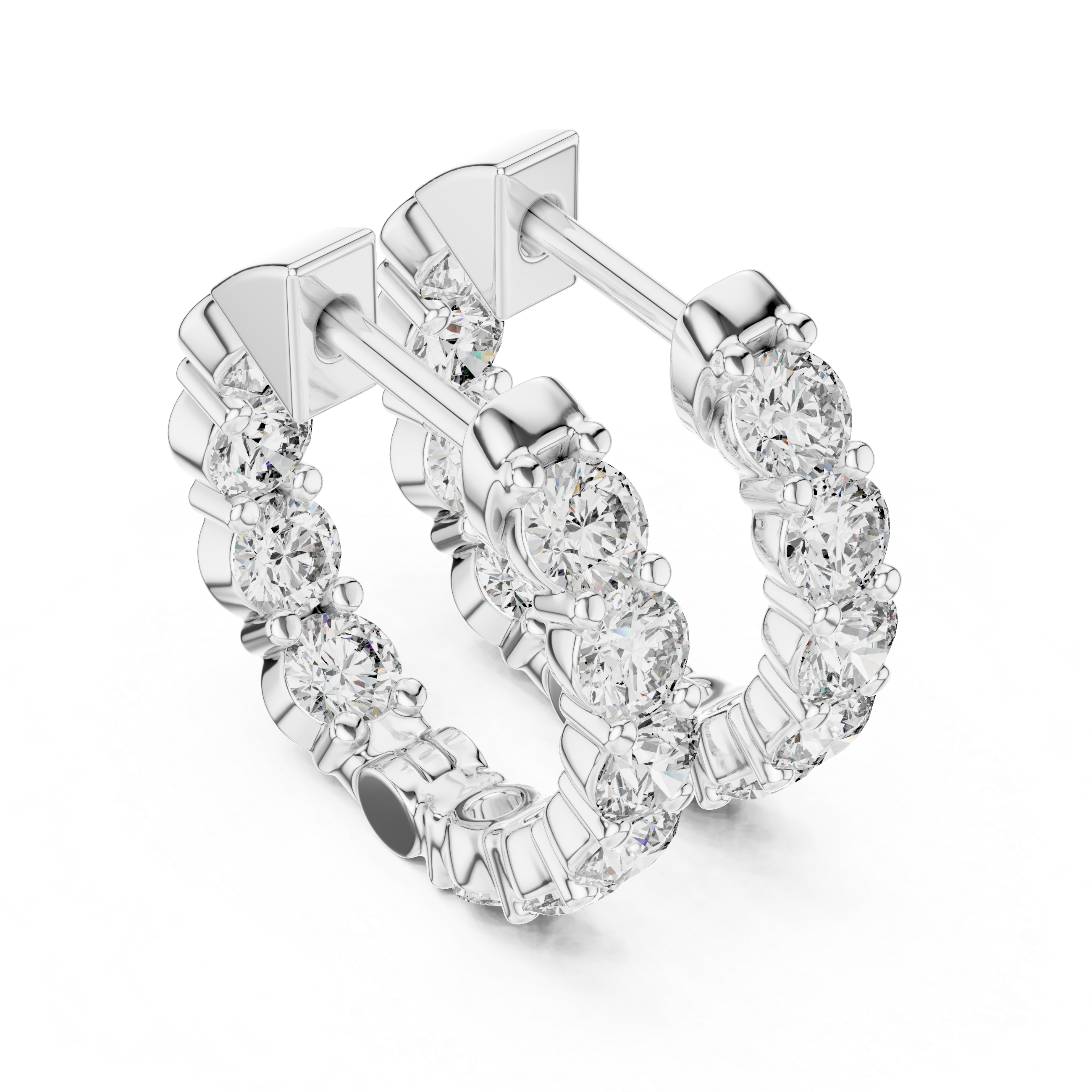 Diamond inside-out hoop earrings with round brilliant diamonds