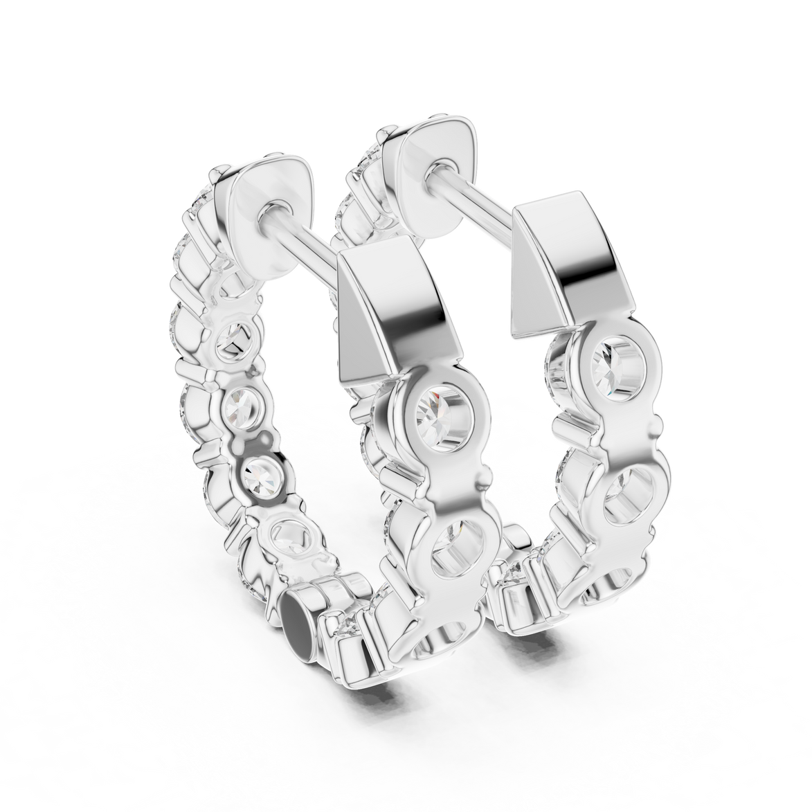 Diamond inside-out hoop earrings with round brilliant diamonds