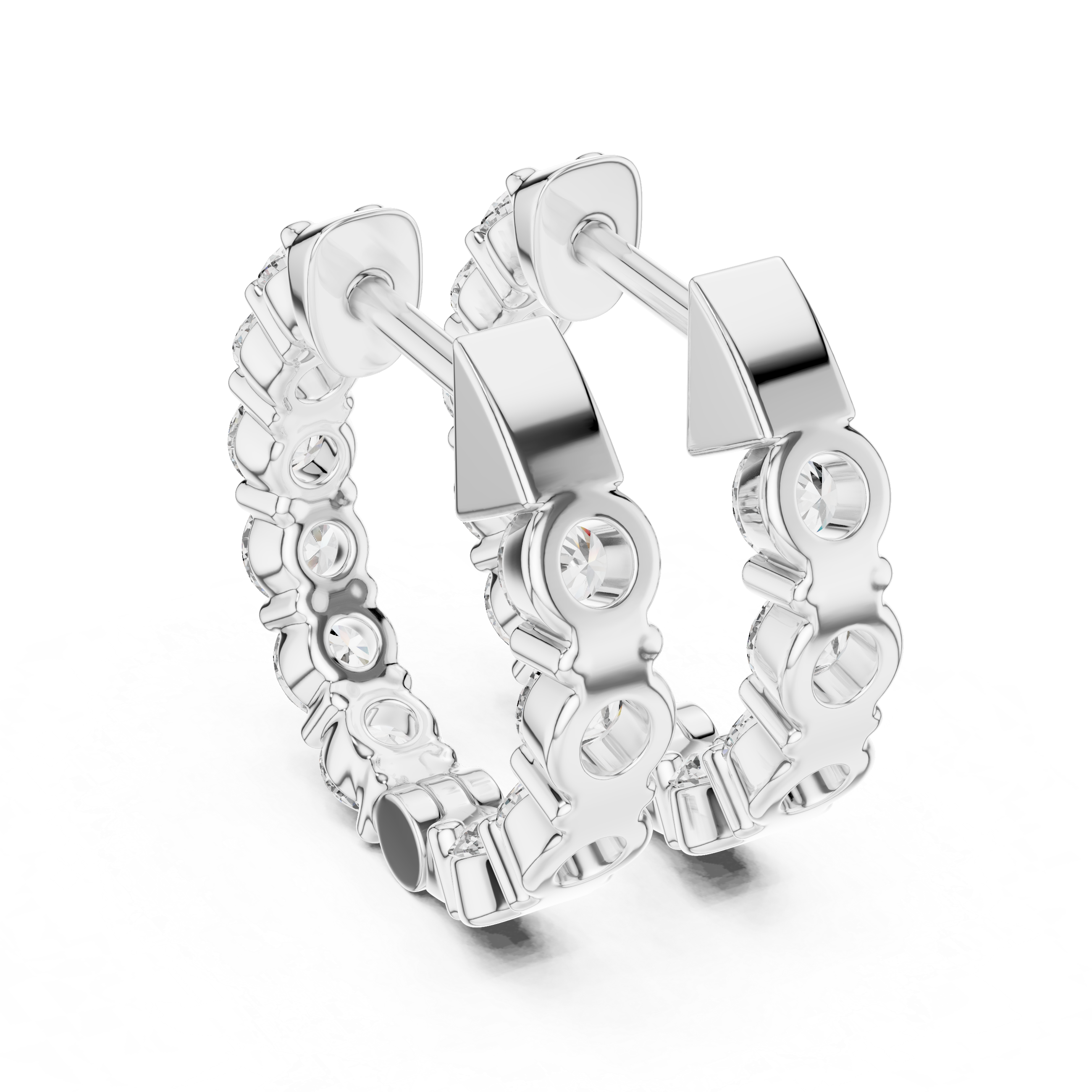 Diamond inside-out hoop earrings with round brilliant diamonds