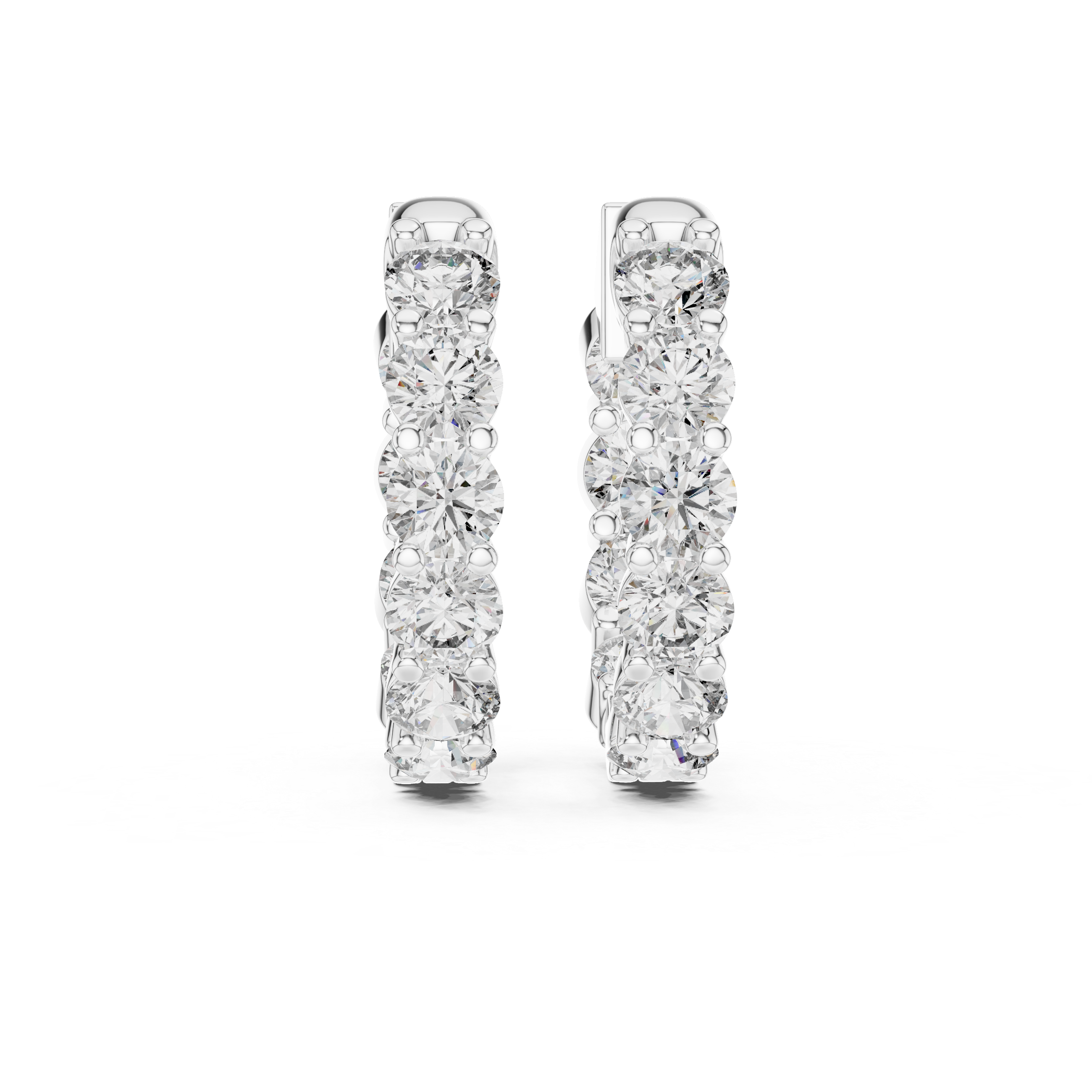 Diamond inside-out hoop earrings with round brilliant diamonds