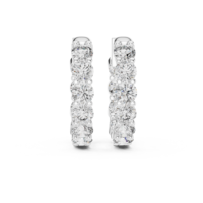 Diamond inside-out hoop earrings with round brilliant diamonds