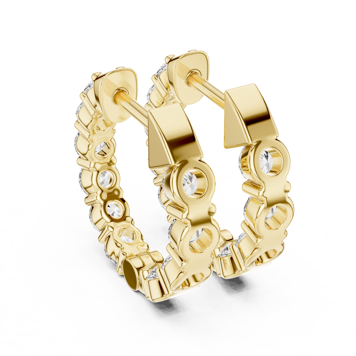 Diamond inside-out hoop earrings with round brilliant diamonds