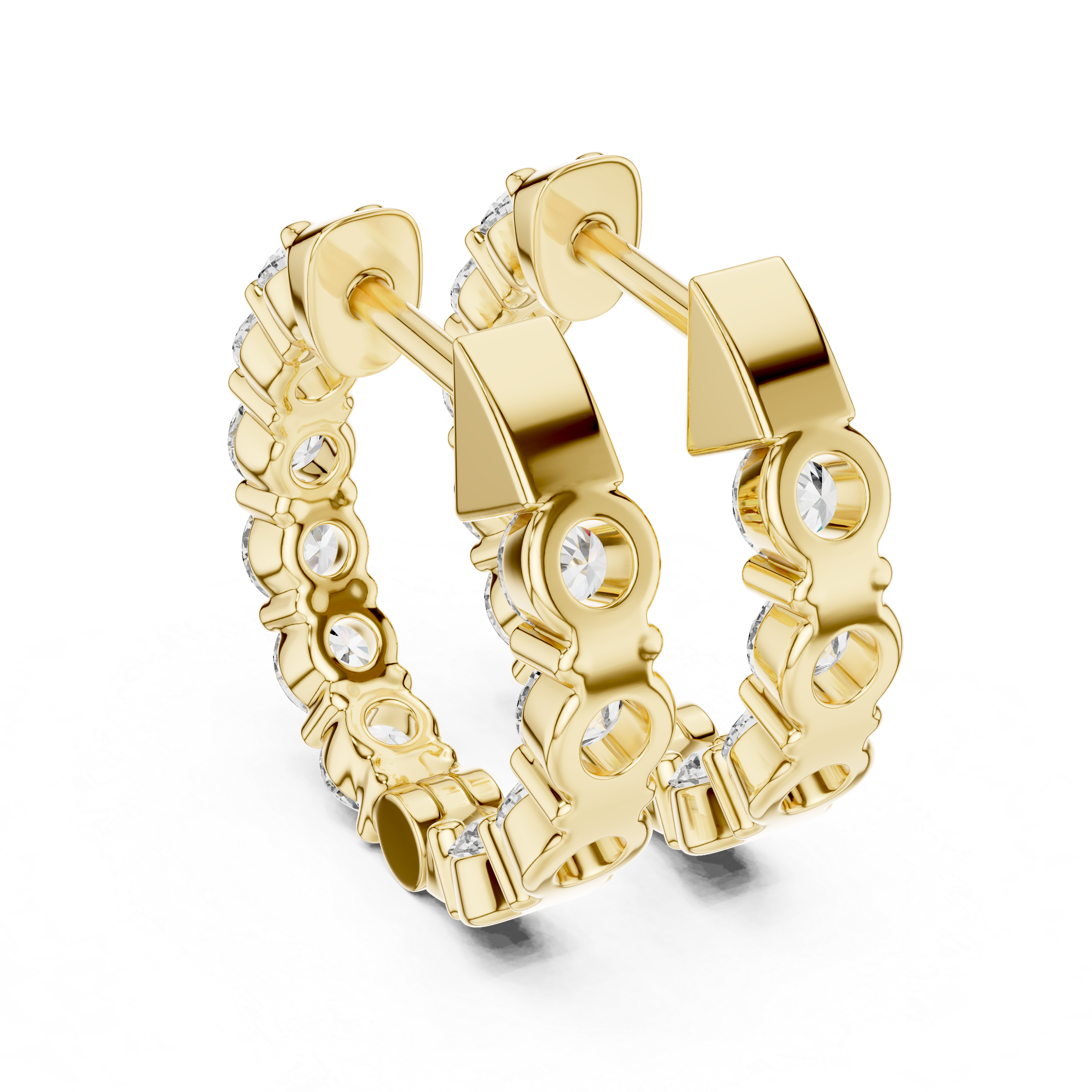 Diamond inside-out hoop earrings with round brilliant diamonds