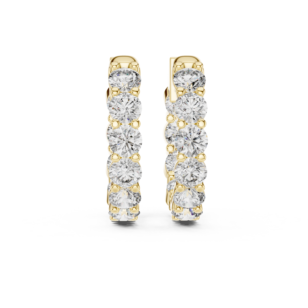 Diamond inside-out hoop earrings with round brilliant diamonds
