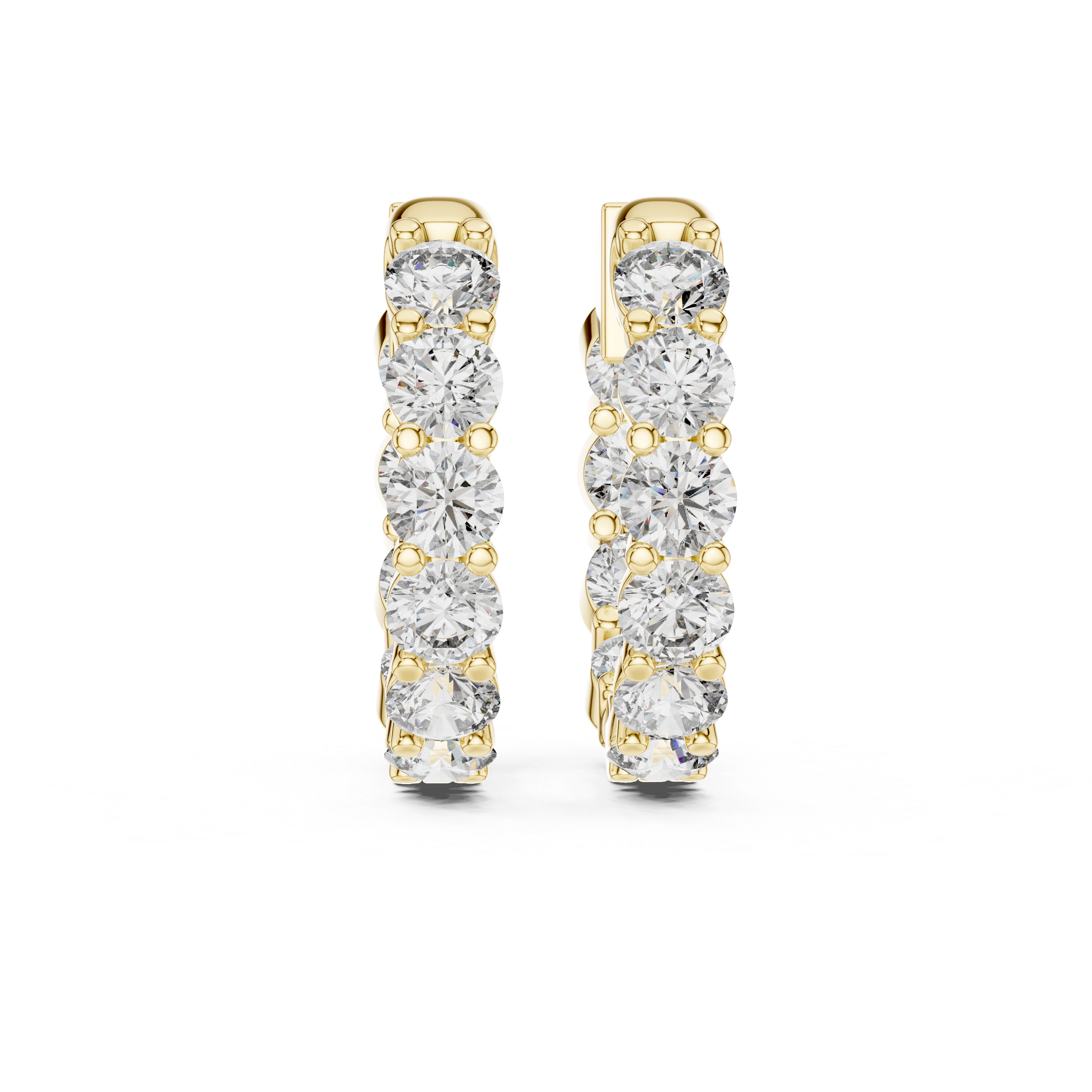 Diamond inside-out hoop earrings with round brilliant diamonds
