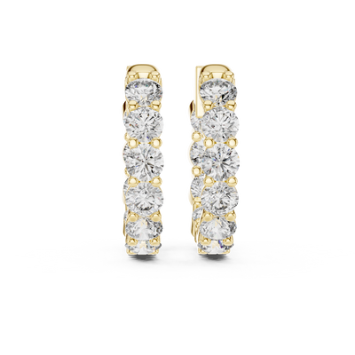 Front view of Prestige diamond inside-out hoop earrings in yellow gold.