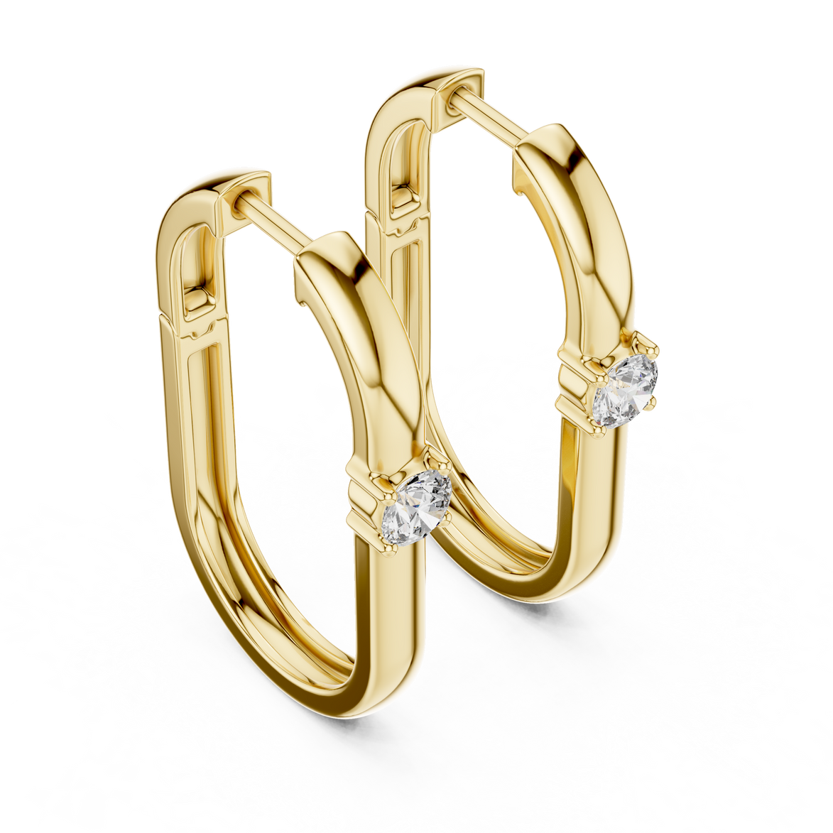 solitaire diamond hoop earrings, oval hoop earrings with single diamond, minimal gold hoop earrings, modern diamond hoops, everyday luxury earrings