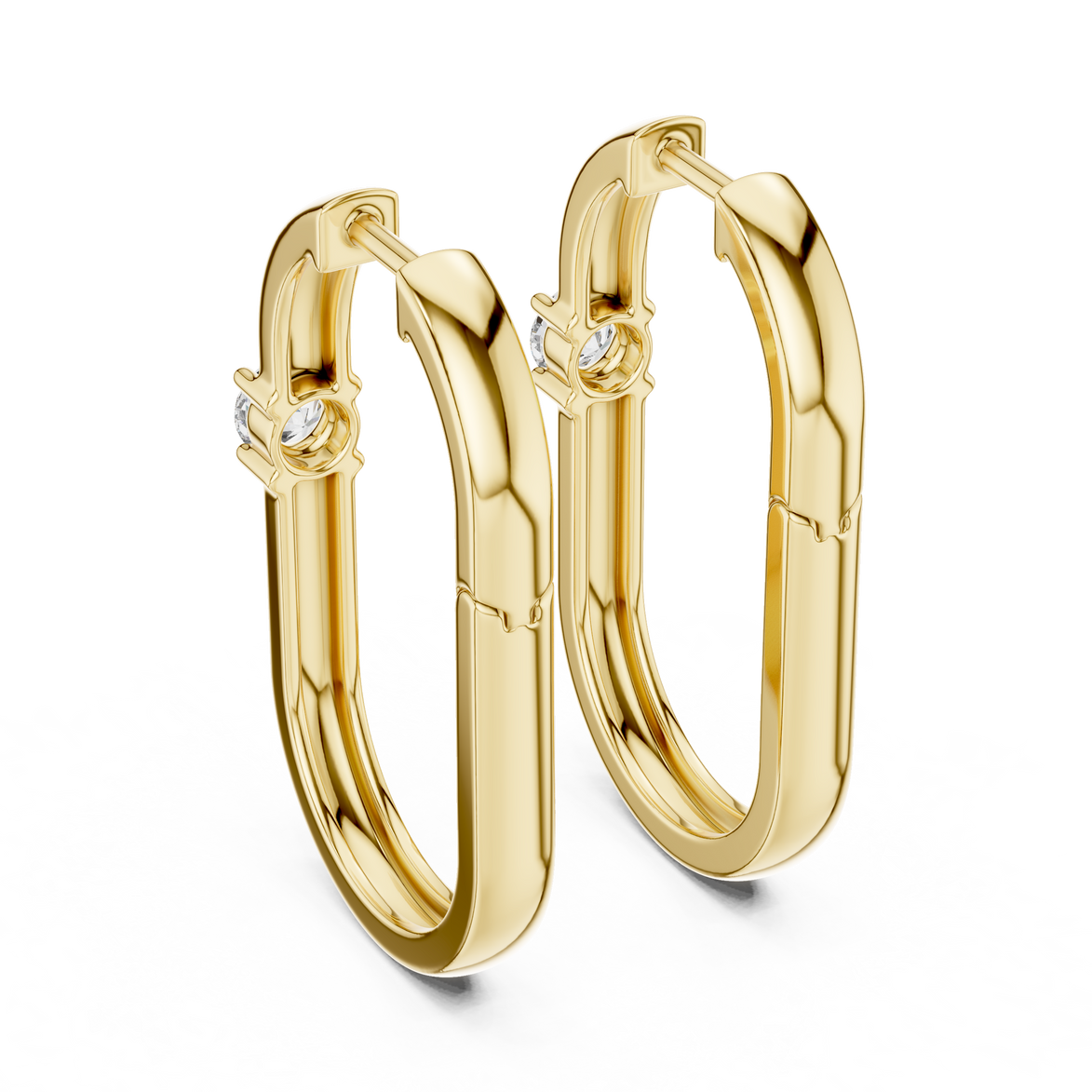 solitaire diamond hoop earrings, oval hoop earrings with single diamond, minimal gold hoop earrings, modern diamond hoops, everyday luxury earrings