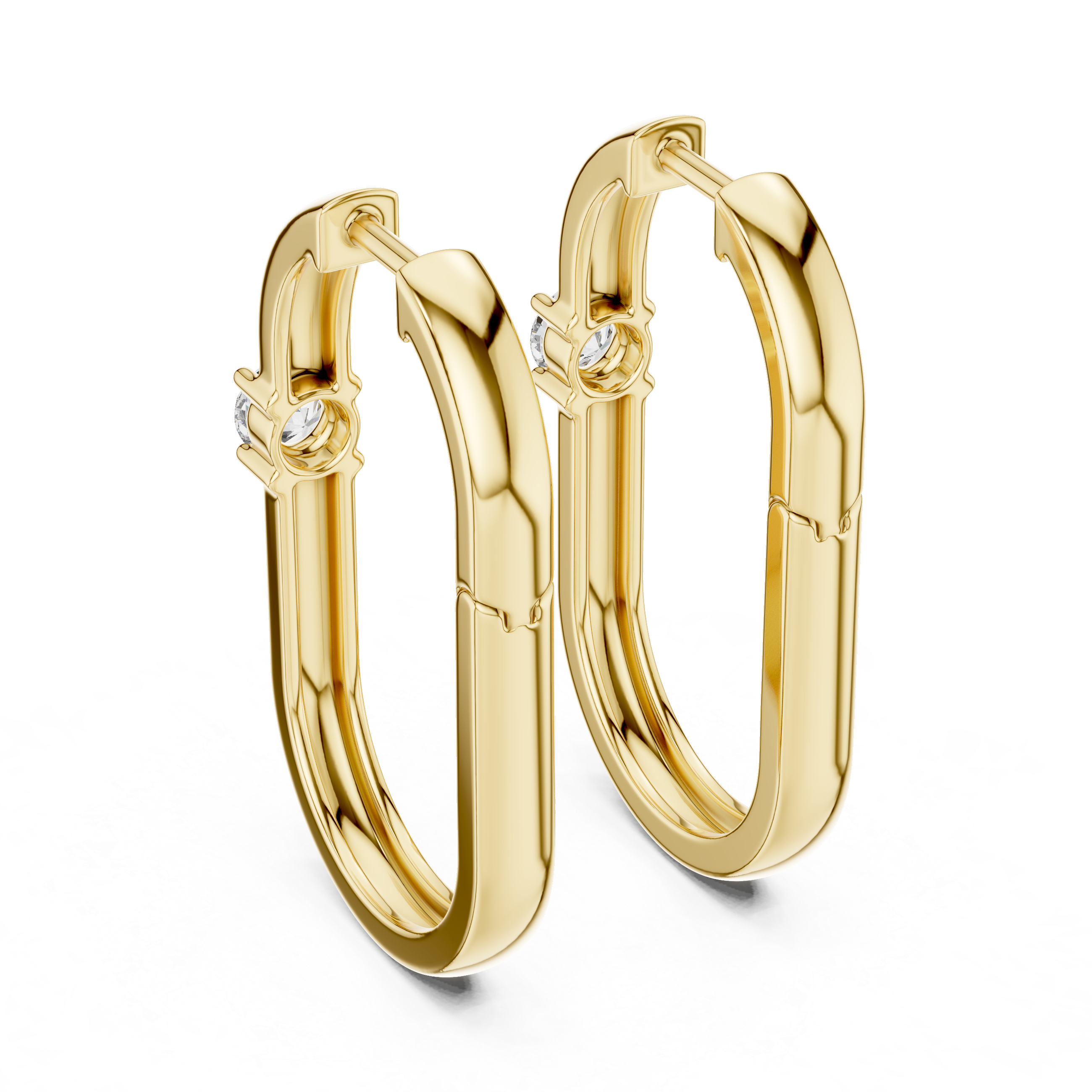 solitaire diamond hoop earrings, oval hoop earrings with single diamond, minimal gold hoop earrings, modern diamond hoops, everyday luxury earrings