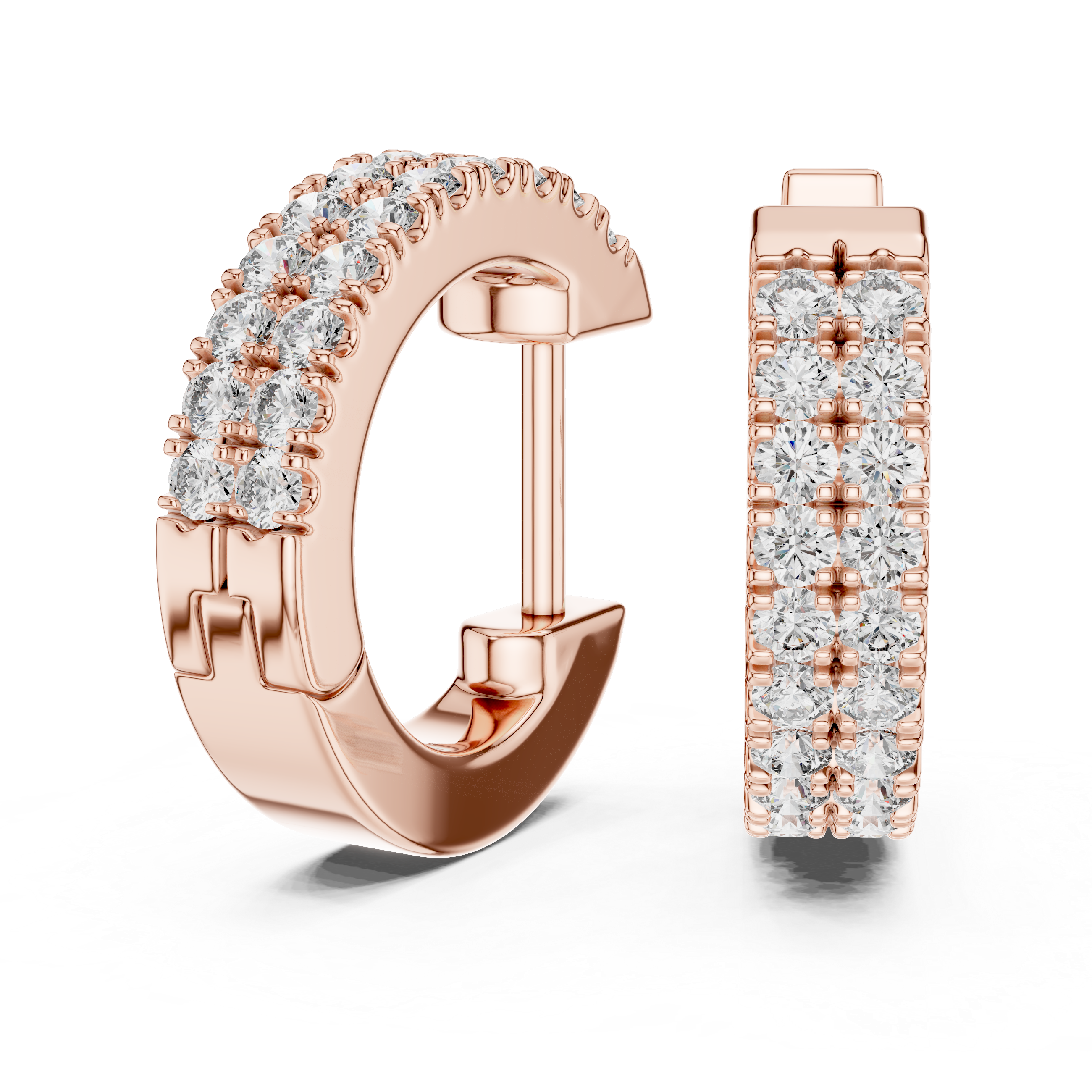 Gold diamond huggie hoop earrings for women
